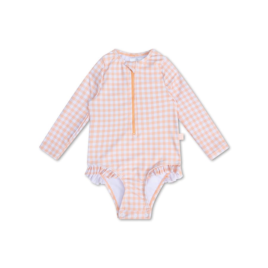 Costume intero bambina-con-mani-lunghe-arancio-apricot-1